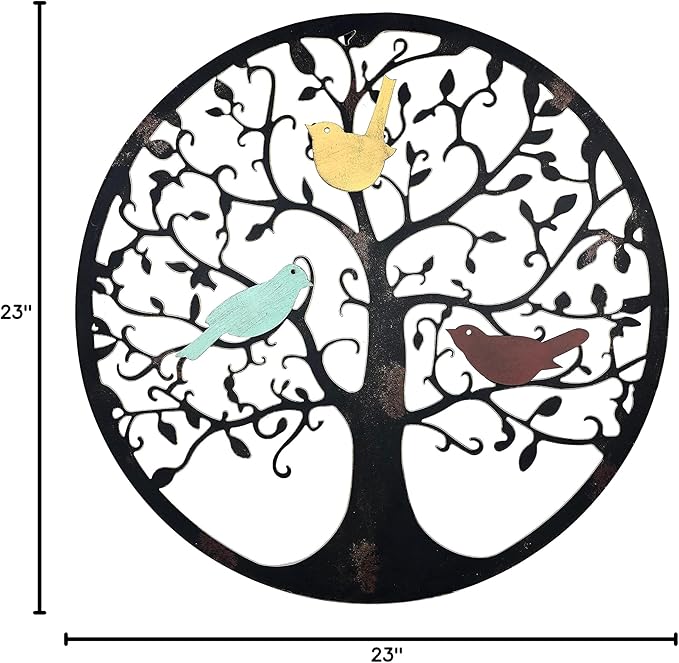 Remenna Metal Wall Art-Tree of Life Wall Decor 23inch Family Tree Metal Wall Hanging Bedroom Living Room Decor Outdoor Decoration (Tree of Life)