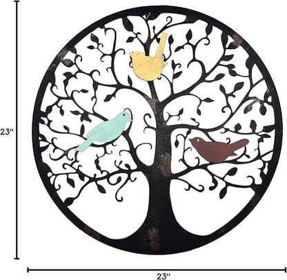 Remenna Metal Wall Art-Tree of Life Wall Decor 23inch Family Tree Metal Wall Hanging Bedroom Living Room Decor Outdoor Decoration (Tree of Life)