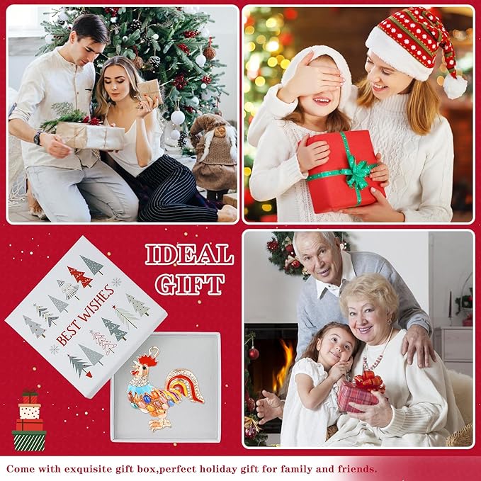 WhatSign Metal Chicken Christmas Ornament - Farm Animal Tree Decoration, Keepsake Gift for Christmas Decor