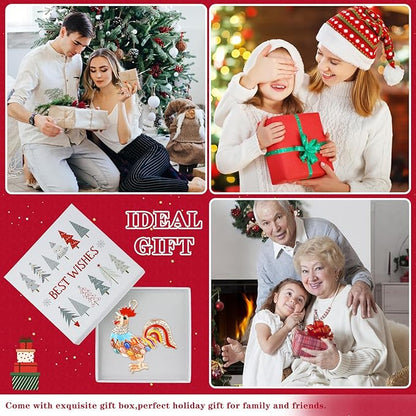 WhatSign Metal Chicken Christmas Ornament - Farm Animal Tree Decoration, Keepsake Gift for Christmas Decor