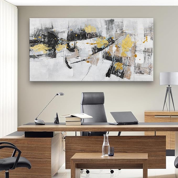 Black Gold Abstract Wall Art Decor Maximalist Home paintings Decor Wall Art Prints Wall Decorations Modern Artwork Pictures for Living Room Wall Bedroom Kitchen Office Decor 24"×48"