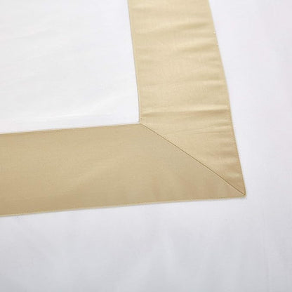Casabolaj Bicolore Collection 3 Pieces Duvet Cover Set 100% Egyptian Cotton Sateen 400 Thread Count Classic Queen King-Frame Patchwork Manufacturing-White/Beige Color (Full)
