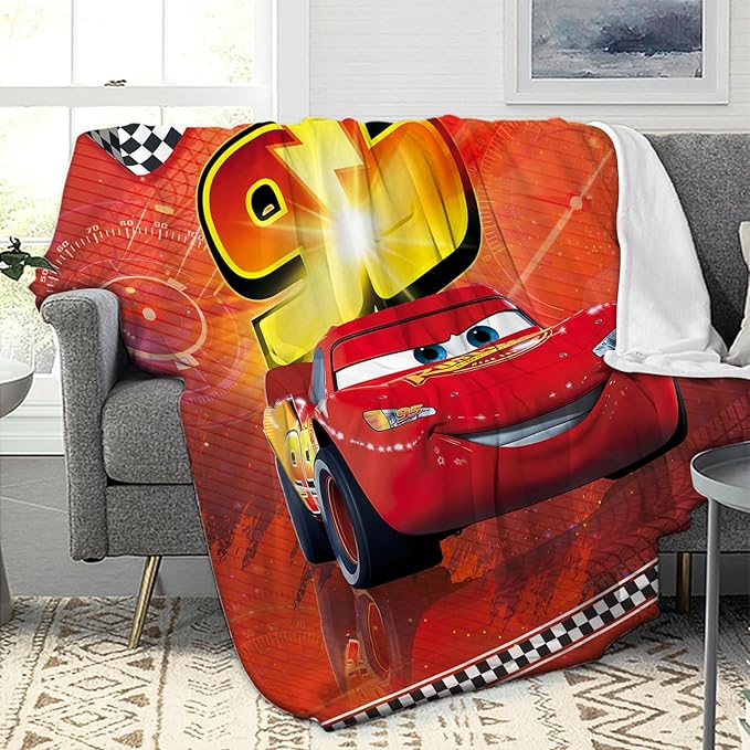 50'' x 60'' Car Blanket Super Soft Flannel Throw Blanket Warm Comfortable Smooth Fuzzy Plush Blanket Gifts for Kids Adults All Season, Red, MKMT4