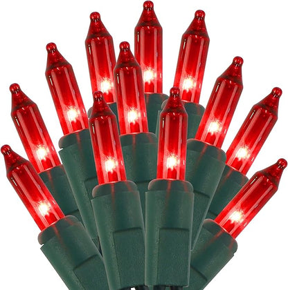 2 Pack Red Christmas String Lights, 100 Count Each, Incandescent Mini Christmas Lights, Connectable Xmas Tree Light for Indoor Outdoor Garland Birthday Holiday Wedding Festival Party
