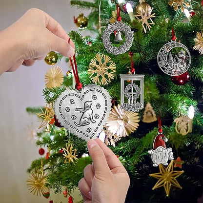Christmas Ornaments, 2025 Solid Pewter Christmas Tree Ornament Handcrafted Metal DIY Hanging Craft Collectibles for Xmas Trees Home Party Party Gifts (Heart Dog)