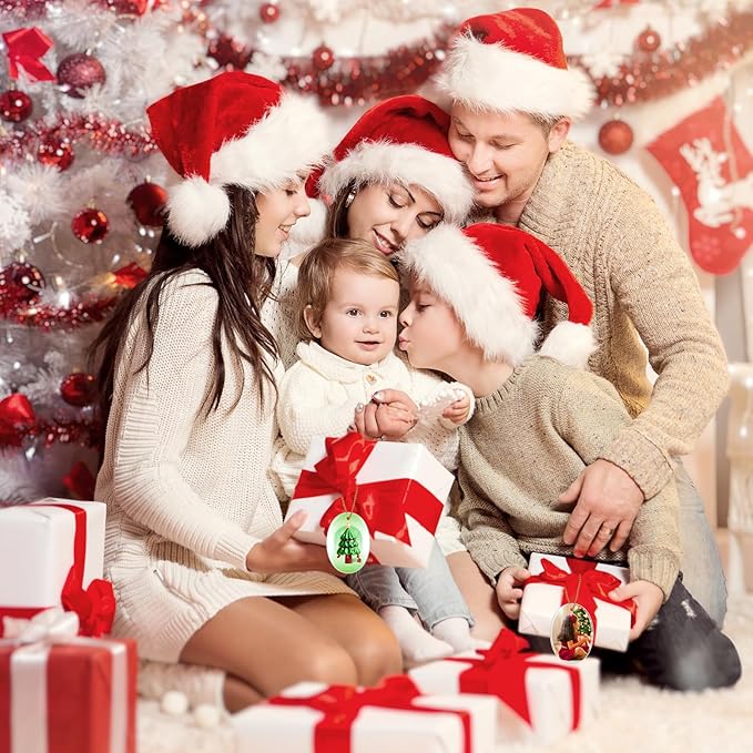 Personalized Christmas Ornaments 2025, Double-Side Custom Christmas Ornament, Oval Ceramic Photo Ornament Christmas Tree Decorations for Kids, Mom, Dad, Family, Loved One