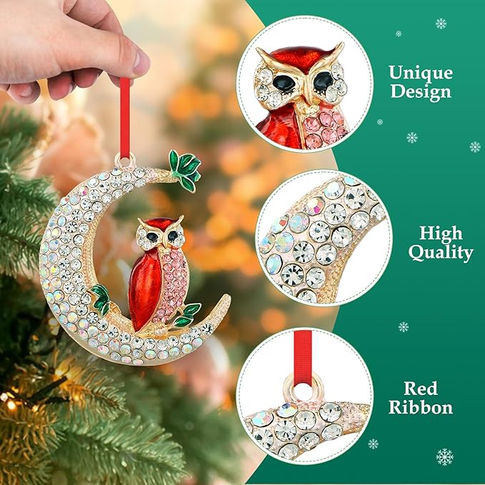 PETCEE Red Owl Christmas Ornaments - Funny Owl Ornaments for Christmas Tree 2025 Owls Hanging Ornament Decorations Cute Xmas Hanging Tree Ornament Keepsake Gifts for Kids Boys Girls Family Friends