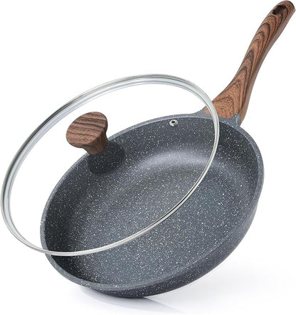 SENSARTE Nonstick Frying Pan Skillet with Lid, Omelet Pan with Cover, Healthy Cooking Chef's Pan, Kitchen Non Stick Pan, Free of Intentionally Added PFOA (11inch + Glass Lid)