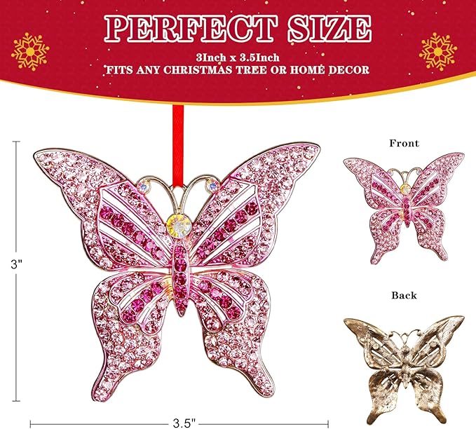 WhatSign Butterfly Christmas Ornament 2025 - Monarch Brilliant Hanging Ornaments for Christmas Tree Decoration Butterfly Keepsake Gifts for Women Girls Kids Nature Lovers