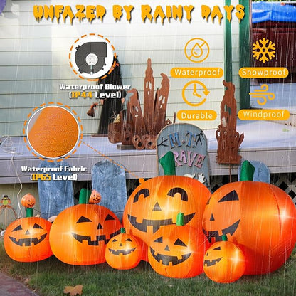 8.7FT Long Halloween Inflatables Outdoor Decorations Pumpkin Large Halloween Decor Outside Blow Ups 7 Built-in LED Lights for Indoor Yard Lawn Party Porch Garden