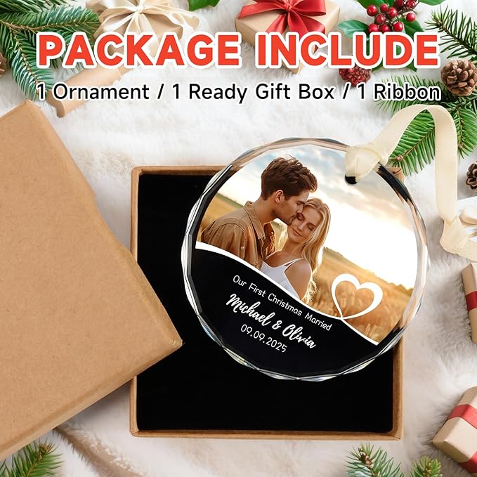 Personalized First Christmas Engaged Ornaments, Engagement Gifts for Couples 2025, Bride to be Gifts for Newly Engaged Couples, Engagement Ornament 2025, Christmas Tree Ornaments