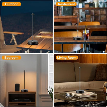 SAKRINGT Cordless Table Lamps Rechargeable, 6000mAh Battery Operated Waterproof Stepless Dimming Modern Portable LED Table Light for Restaurant Dining Patio Outdoor