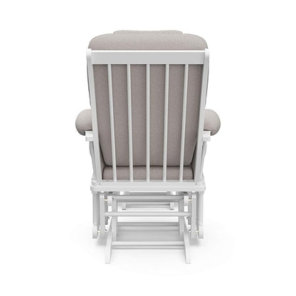 Storkcraft Tuscany Custom Glider and Ottoman with Free Lumbar Pillow (White/Taupe Swirl) - Cleanable Upholstered Comfort Rocking Nursery Chair with Ottoman
