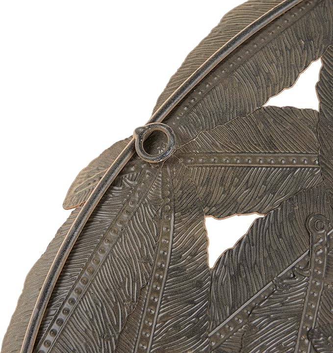 Madison Park Rossi Feather Metal Wall Décor, Metallic Painted Round Iron Discs, Small, Medium, Large Modern Art Sculplture Decortive Plates for Transitional, Home, Living Room, Office - Spice