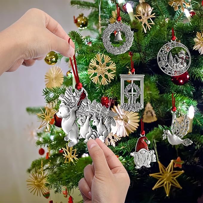 Christmas Ornaments, 2025 Solid Pewter Christmas Tree Ornament Handcrafted Metal DIY Hanging Craft Collectibles for Xmas Trees Home Party Party Gifts (Bear)