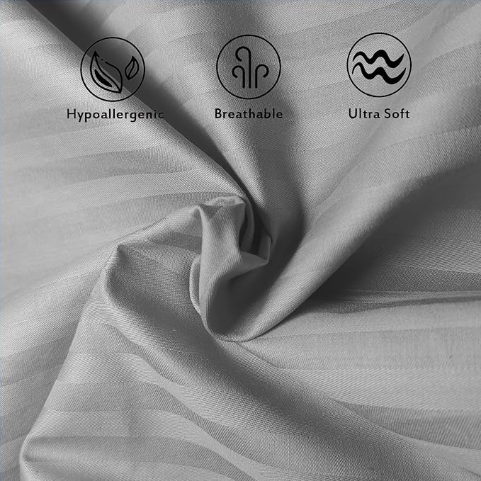 Toddler Pillowcases Set of 2, Hypoallergenic 14x19 Pillow Cover Fits Pillows Sized 13x18 or 14x19, 100% Soft Cotton Envelope Closure Kids Pillowcase for Sleeping, Machine Washable, Grey Stripe