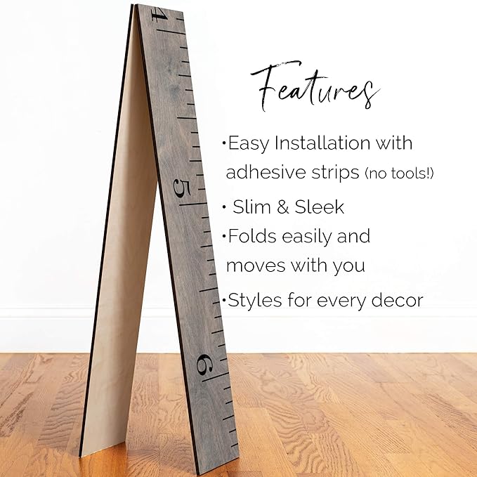 Wooden Growth Chart for Wall-Kids Sizing Chart, Height Measurement for Wall, Kids Height Wall Chart, Kids Height Ruler, Height Growth Chart for Kids - Love Grows Here Gray (63"x6.7")