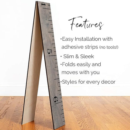 Wooden Growth Chart for Wall-Kids Sizing Chart, Height Measurement for Wall, Kids Height Wall Chart, Kids Height Ruler, Height Growth Chart for Kids - Love Grows Here Gray (63"x6.7")