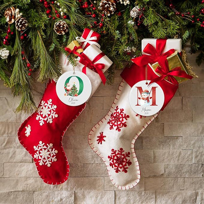 Letter Name Ornament, Personalized Christmas Ornaments 2025, Custom Initial Ornaments A-Z Monogram Ceramic Christmas Ornament, Family Keepsake