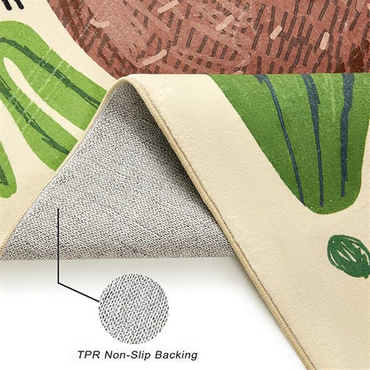 5x7 Cute Animals Nursery Rugs for Girls Boys Neutral, Soft Cartoon Fun Whimsical Forest Jungle Kids Playroom Carpet, Modern Abstract Funky Tropical Leaves Plants Area Rugs for Kids Bedroom Living Room