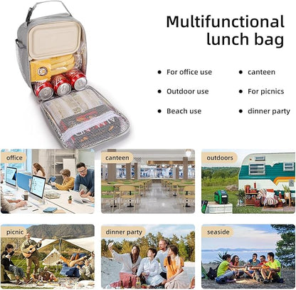 Lunch box Lunch bag for men women Insulated Lunchbox Lunch bags for Work Picnic Travel (Light grey)