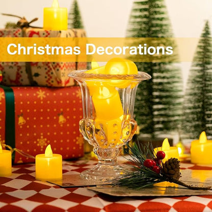 LANKER 24 Pack Flameless Led Tea Lights Candles, Flickering Warm Yellow Battery Operated Electronic Fake Candles, Decorations for Halloween and Festival Celebration (Yellow - 24Pack)