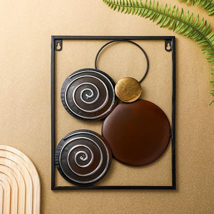 Tandefio 4 Pcs Metal Wall Art Abstract Wall Decoration Tree Branch Sign for Living Room Panels Sculpture Iron Modern Accent Hanging for Home Office(Round Style)