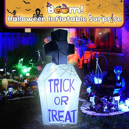 3FT Tombstone Halloween Inflatable Decor Halloween Blow Up Decor Decoration with LED Lights Indoor Outdoor Yard Holiday Graden Haunted House Party Decor