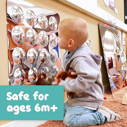SPARK & WOW Sensory Wall Toddler Mirror | Large | 16 Bubbles | for Ages 6m+ | Easy-to-Clean Acrylic | Stimulate Cognitive Development