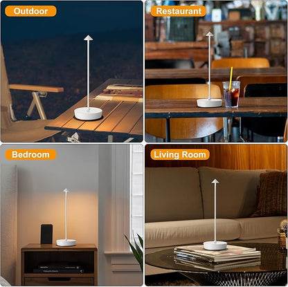 SAKRINGT 2 Pack Cordless Table Lamps Rechargeable, 6000mAh Battery Operated Waterproof Stepless Dimming Modern Portable LED Table Light for Restaurant Dining Patio Outdoor