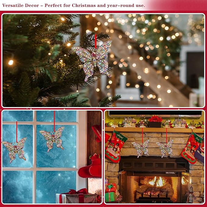 WhatSign Butterfly Christmas Ornaments - Metal Monarch Butterfly Ornament for Christmas Tree Decorations Unique Christmas Keepsake Ornaments Gifts for Girls Women Kids Sister