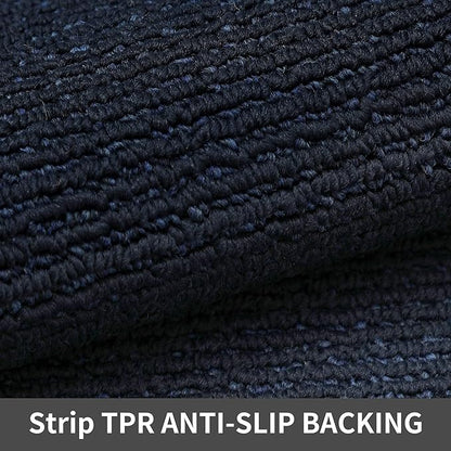COSY HOMEER 20x30 Inch/20X48 Inch Kitchen Rug Mats Made of 100% Polypropylene Strip TPR Backing 2 Pieces Soft Kitchen Mat Specialized in Anti Slippery and Machine Washable,Navy