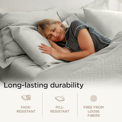 Threadmill Twin Sheets for Twin Mattress | 800 Thread Count Jacquard Celine Light Grey Sheets | 100% Cotton 3 Piece Bed Sheets | Extra Long Staple Cotton | Cotton Sheets with Elasticized Deep Pocket