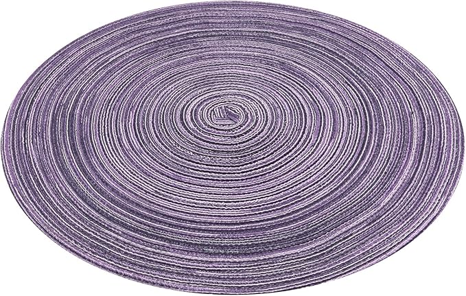 SHACOS Round Braided Placemats Set of 6 Round Placemats Cotton Blend Fabric Table Mats for Wedding Party (Light Purple, 6)