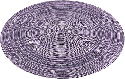 SHACOS Round Braided Placemats Set of 6 Round Placemats Cotton Blend Fabric Table Mats for Wedding Party (Light Purple, 6)