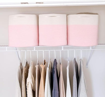 NaturalCozy 13x15x13 Kallax Storage Cubes, 3 Pack | Cotton Rope Cube Storage Bins Woven Baskets for Organizing | Kallax Insert Baskets for Shelves Organizer, Kids Toy, Pantry, Closet, Baby Nursery