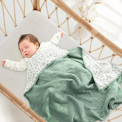 Lulu moon Muslin Quilt Blanket, Crib Blanket for Baby and Toddler,47x47 Inches(Lotusleaf Tree)