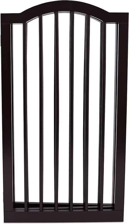 INTERNET'S BEST Arched Top Dog Gate | 3 Panel, 36" H Wooden Pet Barrier for Dogs or Cats | Freestanding Folding Room Divider for Doorways, Hallways, Stairs, and Porch | Portable, Extra Wide | Espresso