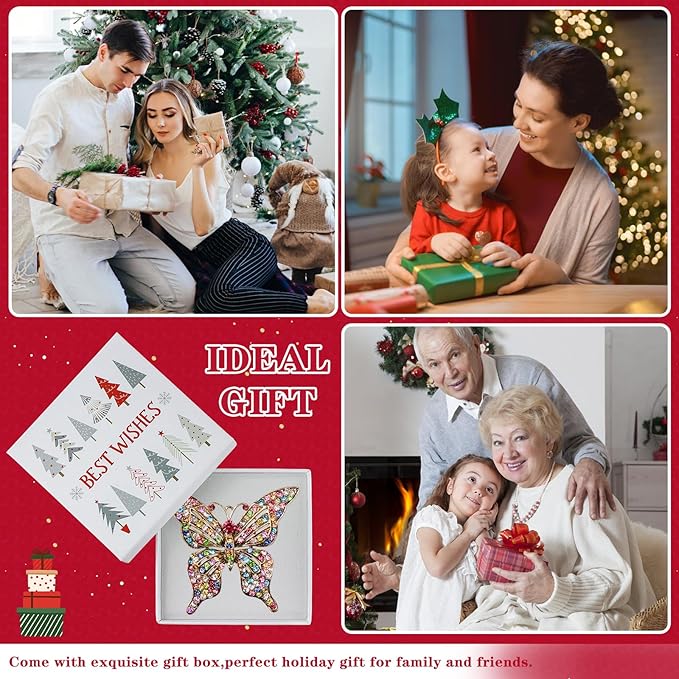 WhatSign Butterfly Christmas Ornaments - Metal Monarch Butterfly Ornament for Christmas Tree Decorations Unique Christmas Keepsake Ornaments Gifts for Girls Women Kids Sister