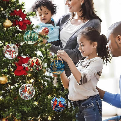 Starry Night Christmas Tree Ornaments Round Ceramic Ornament Christmas Keepsake Decor for Xmas Tree Winter Holiday Xmas Gift for Women Men Hanging Ornament 3"