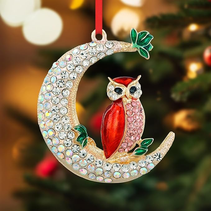 PETCEE Red Owl Christmas Ornaments - Funny Owl Ornaments for Christmas Tree 2025 Owls Hanging Ornament Decorations Cute Xmas Hanging Tree Ornament Keepsake Gifts for Kids Boys Girls Family Friends