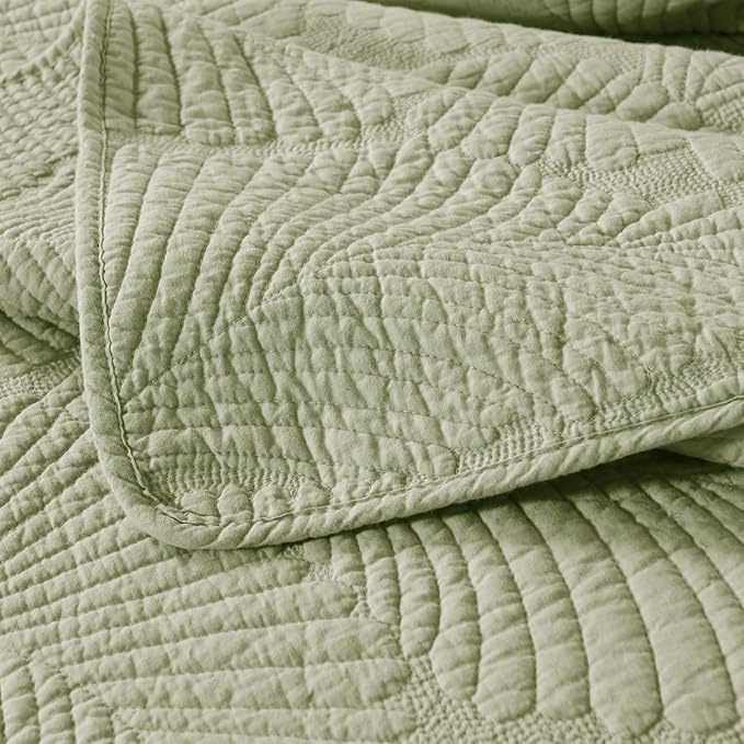 mixinni Green Tropical Palm Tree King Size Quilt Set Soft Cotton Bedspread Coverlet Bed Cover,3-Piece Quilt Set Quilted Bedding Lightweight Coverlet Set -King Size