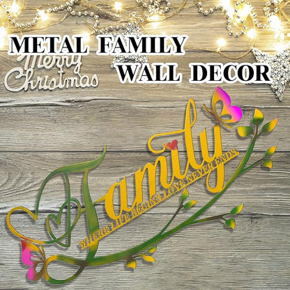 AUHOKY Family Where Life Begins Love Never Ends Word Sign Metal Wall Decor, Black Home Decor Wall Art Decorations, Letters Quotes Sign for Living Room Bedroom Kitchen Indoor Outdoor Decor(17.5 x 9in)