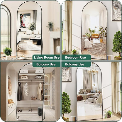 Antok Arched Full Length Mirror, 76"x34" Arched Floor Mirror, Glassless Mirror Full Length with Stand, Floor Mirrors Freestanding, Wall Mounted Mirrors for Bedroom Living Room, Black