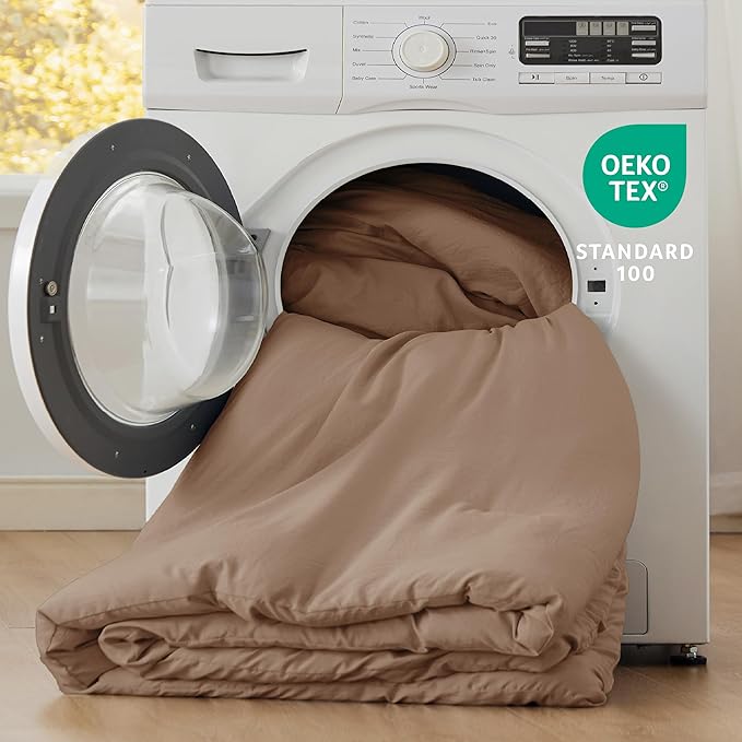 Bedsure Queen Size Comforter Set, Brown Soft Prewashed Bedding for All Seasons, 3 Pieces GentleSoft™ Warm Down Alternative Bed Set, 1 Lightweight Comforter (90"x90") and 2 Pillowcases (20"x26")