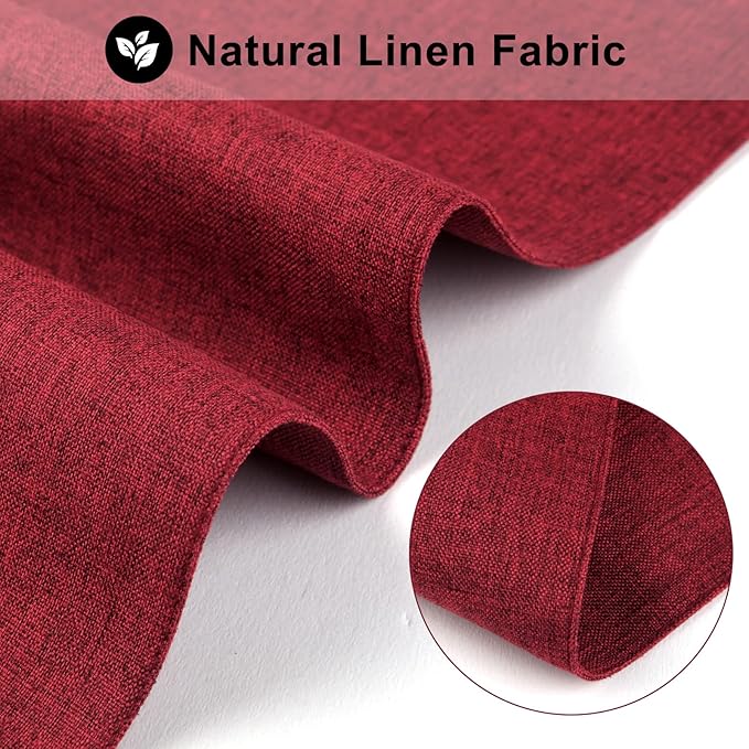 Cloth Placemats Set of 6, Cotton Linen Blend Machine Washable Durable Linen Table Mats, Heat Resistant Placemats Wrinkle Free Place Mats for Dining Table, Easy to Clean (Burgundy, 6)