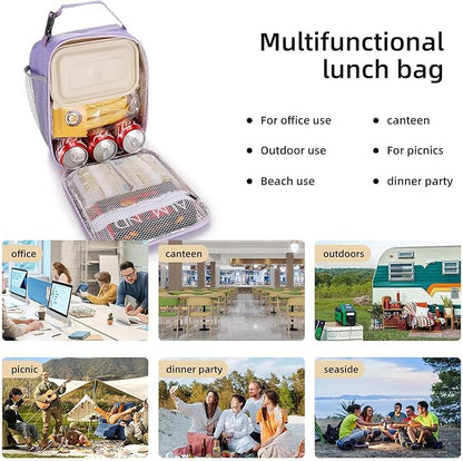 Lunch box Lunch bag for men women Insulated Lunchbox Lunch bags for Work Picnic Travel (Purple)