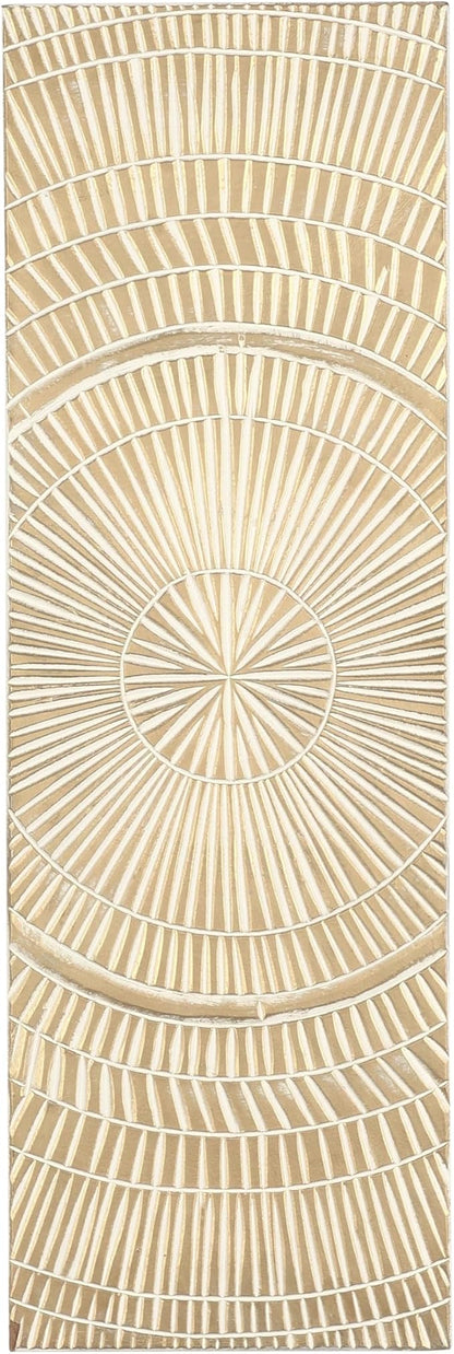 Deco 79 Wooden Geometric Handmade Home Wall Decor Intricately Carved Radial Wall Sculpture with Starburst Design, Wall Art 12" x 1" x 36", Gold