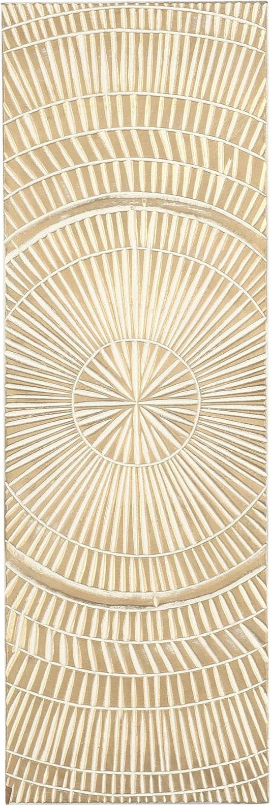Deco 79 Wooden Geometric Handmade Home Wall Decor Intricately Carved Radial Wall Sculpture with Starburst Design, Wall Art 12" x 1" x 36", Gold