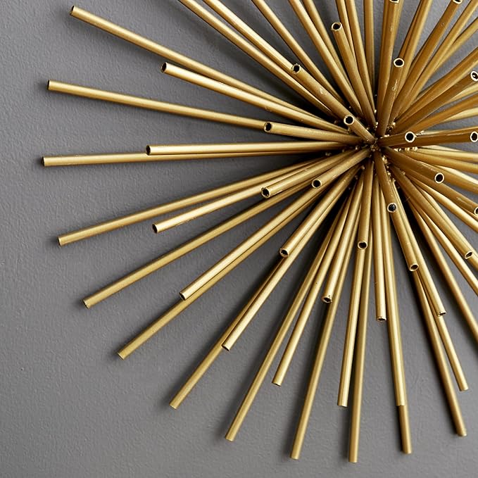 Deco 79 Metal Starburst Home Wall Decor 3D Wall Sculpture, Set of 3 Wall Art 16", 20", 24"D, Gold